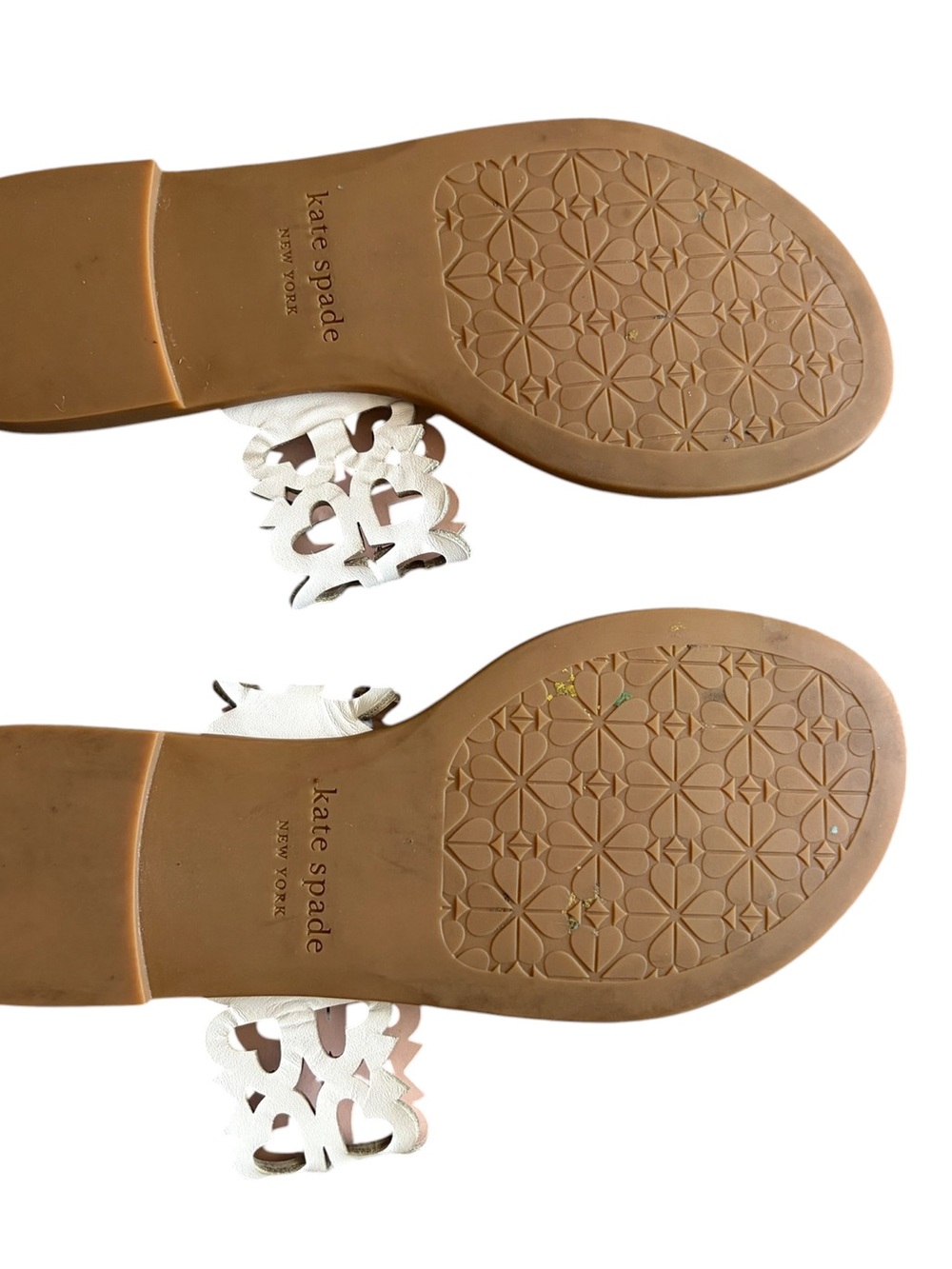 Kate Spade New York Ambrosia White Leather Heart-Cut Slide Sandals Size 6.5 - Picture 3 of 7